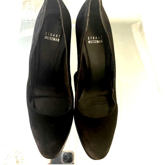 Stuart Weitzman Classic Platform Black Suede Pumps Heels Shoes. EUC. Size 8 - Picture 2 of 6